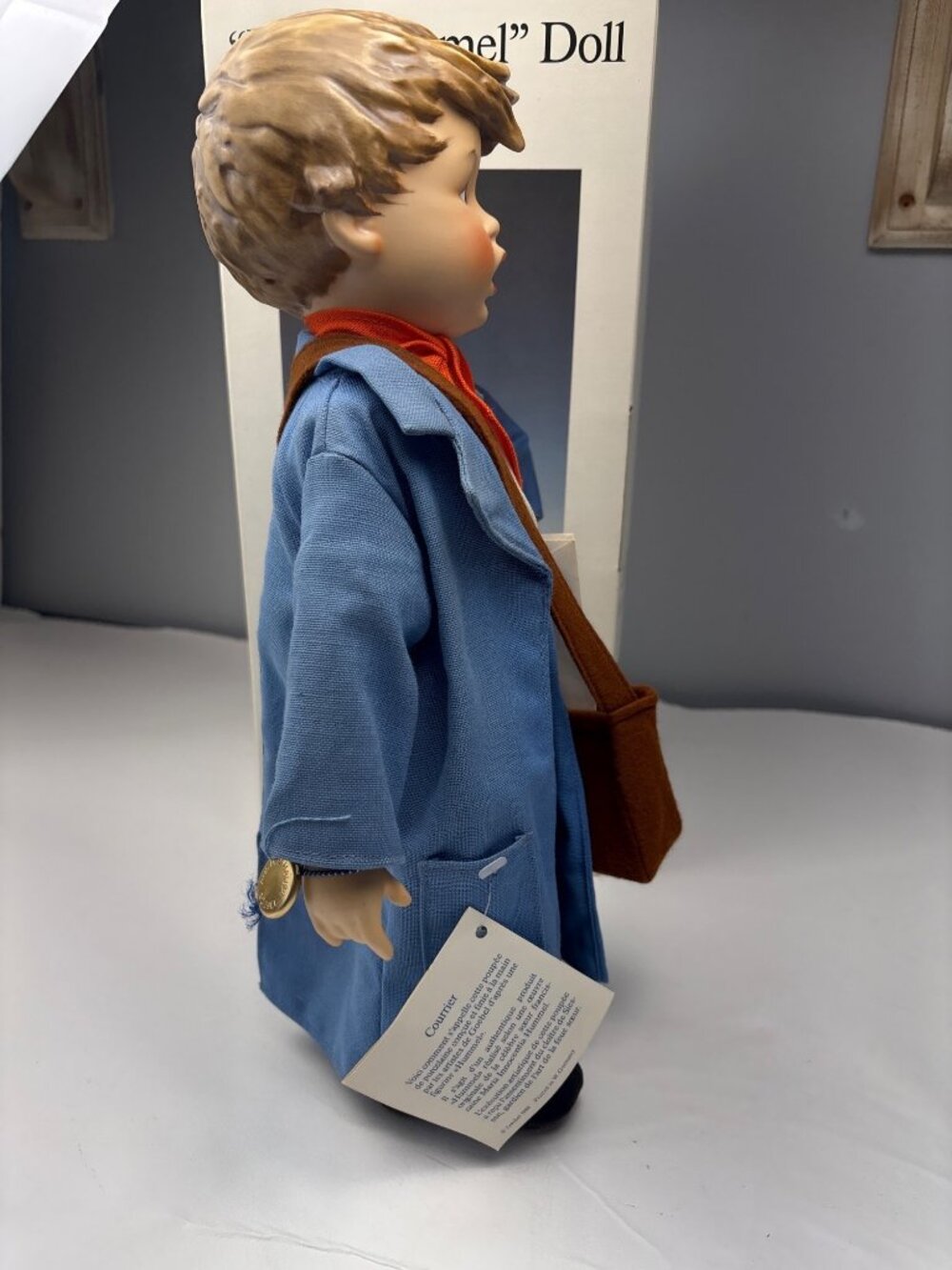 M.I. Hummel Postman Doll Porcelain Goebel Blue Outfit w/ Box Collectible 16" - Picture 7 of 16